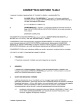 Contratto di gestione filiale Contratto di gestione filiale