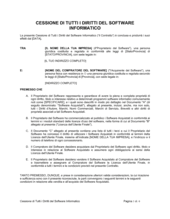 Cessione di tutti i diritti del software informatico Cessione di tutti i diritti del software informatico