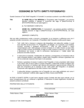 Cessione di tutti i diritti fotografici Cessione di tutti i diritti fotografici