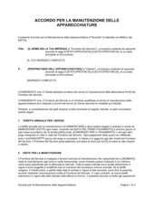 Accordo per la manutenzione delle apparecchiature Accordo per la manutenzione delle apparecchiature