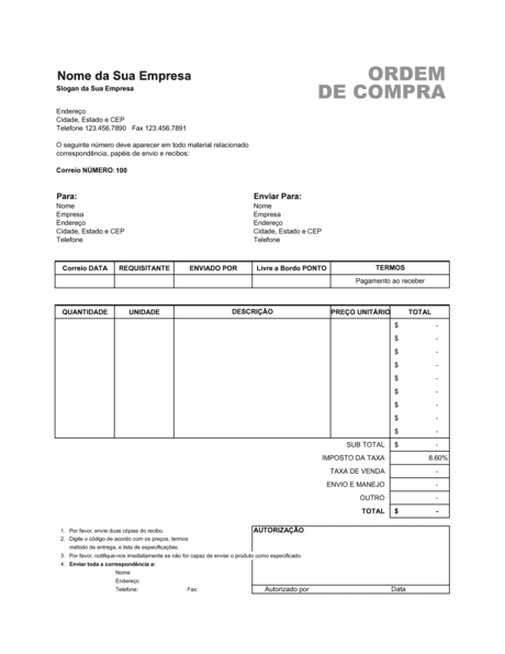 Pedido De Compra Excel Documentos E Formulários 9579