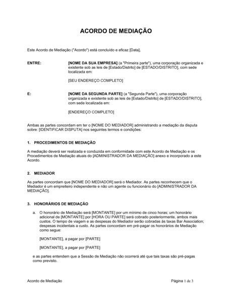 Acordo De Mediação Documentos E Formulários 3319