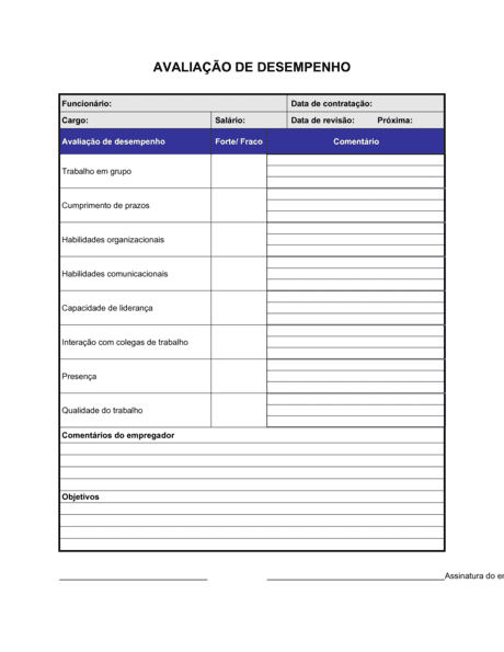 Avaliação De Desempenho Documentos E Formulários 1379