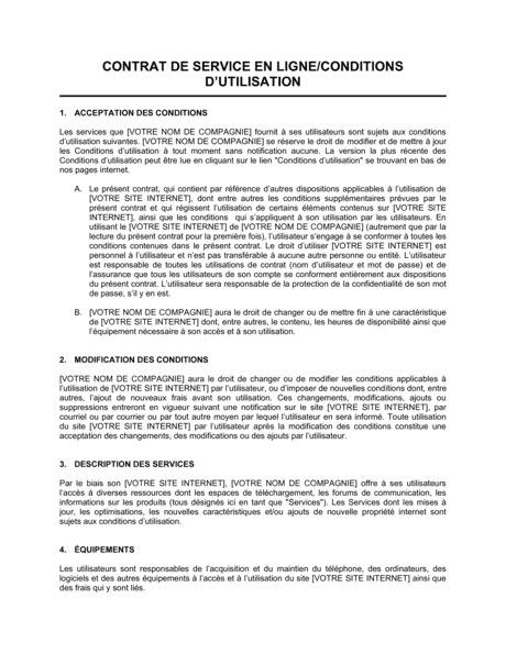 Pdf Conditions D Utilisation Du Contrat De Prestation De Services De