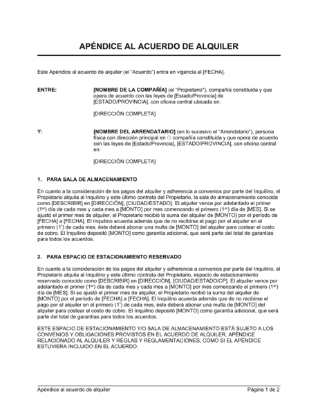 Addendum Al Acuerdo De Alquiler Modelos Y Ejemplo 6298