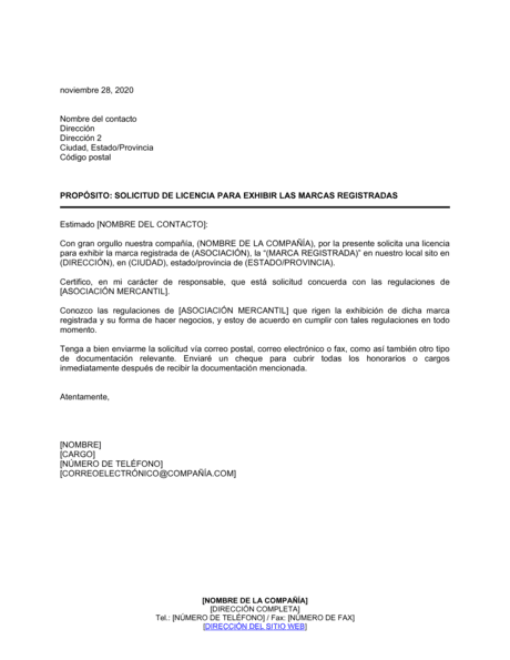 Solicitud Para Obtener Una Licencia Para Publicar Marcas Comerciales Modelos Y Ejemplo Biztree Com