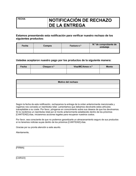 Notificación De Rechazo De Entrega Modelos Y Ejemplo 4902