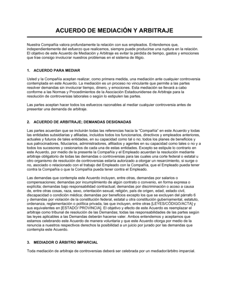 Acuerdo De Mediación Y Arbitraje Modelos Y Ejemplo 8447