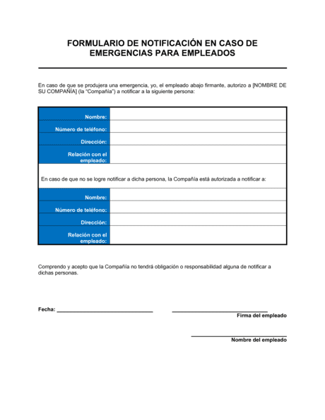 Formulario De Notificaci N De Emergencias Para Empleados Modelos Y Hot Sex Picture