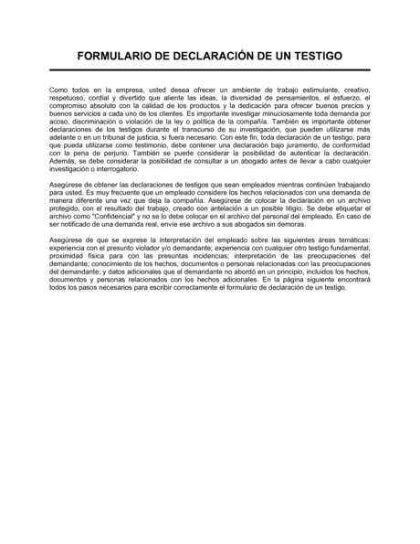 Formulario Para Declaración De Testigo Modelos Y Ejemplo 6754