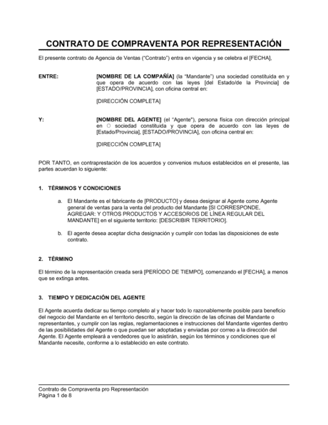Contrato De Compraventa Por Representación Modelos Y Ejemplo 0907