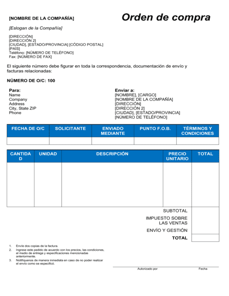 Orden De Compra Modelos Y Ejemplo 7436