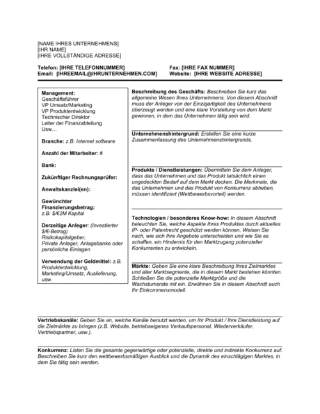 Business plan executive summary template picture