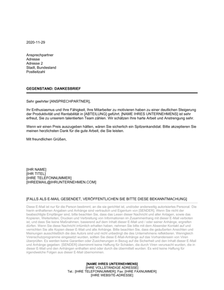 Am Schnellsten Dankesbrief Muster