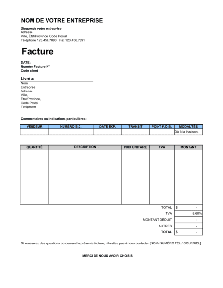 Facture de vente  Modèles & Exemples PDF  Biztree.com