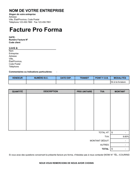 Facture pro forma  Modèles & Exemples PDF  Biztree.com