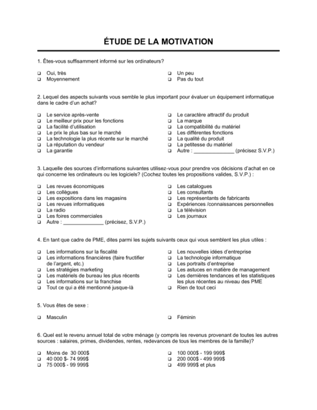 Etude De La Motivation Du Personnel Modeles Exemples Pdf Biztree Com