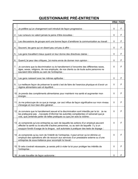 Questionnaire De Pré-entrevue - Modèles & Exemples PDF | Biztree.com