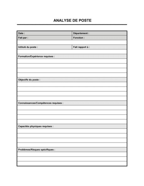 Fiche D Analyse De Poste Modeles Exemples Pdf Biztree Com