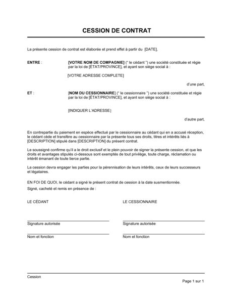 Cession Modèles And Exemples Pdf