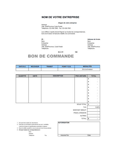 Bon De Commande - Excel - Modeles Exemples Pdf Biztreecom