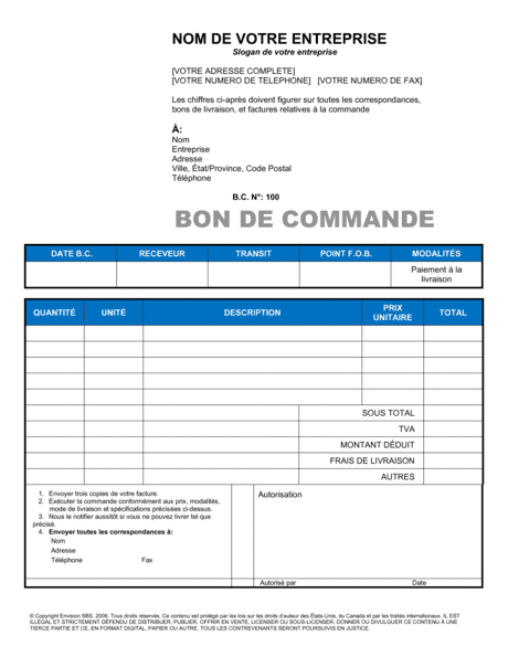 Bon De Commande - Modèles & Exemples PDF | Biztree.com